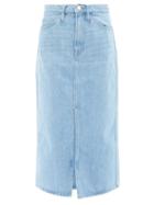 Frame - Le Italien Denim Midi Skirt - Womens - Light Denim