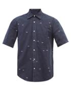 Phipps - Star-embroidered Organic Cotton-poplin Shirt - Mens - Navy