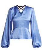 Matchesfashion.com Roksanda - Lada V Neck Silk Blouse - Womens - Blue Multi