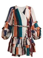 Matchesfashion.com Apiece Apart - Zarza Striped Linen Blend Wrap Dress - Womens - Multi