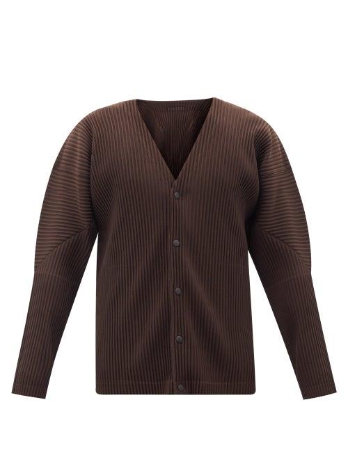 Homme Pliss Issey Miyake - Technical-pleated Cardigan - Mens - Brown