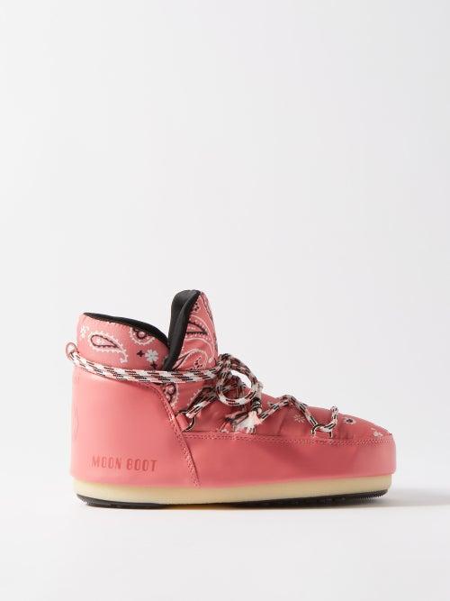 Alanui - X Moonboot Bandana-print Nylon Boots - Womens - Pink Multi