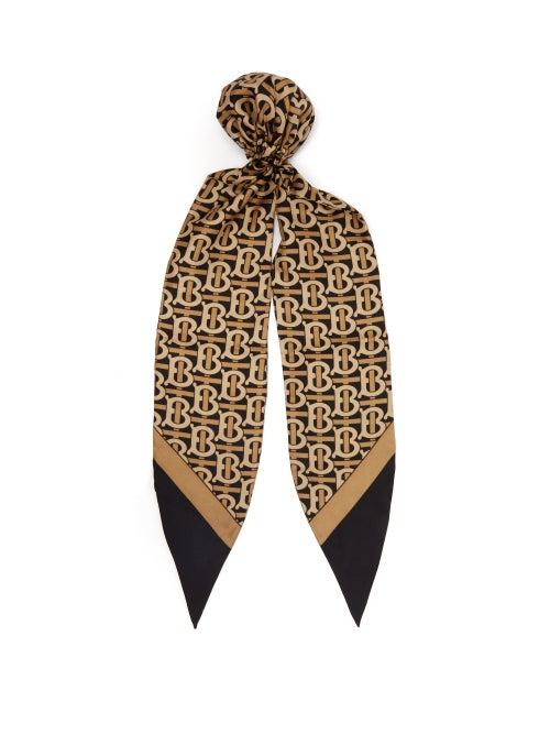 Matchesfashion.com Burberry - Tb Print Silk Twill Hair Scarf - Womens - Black Multi