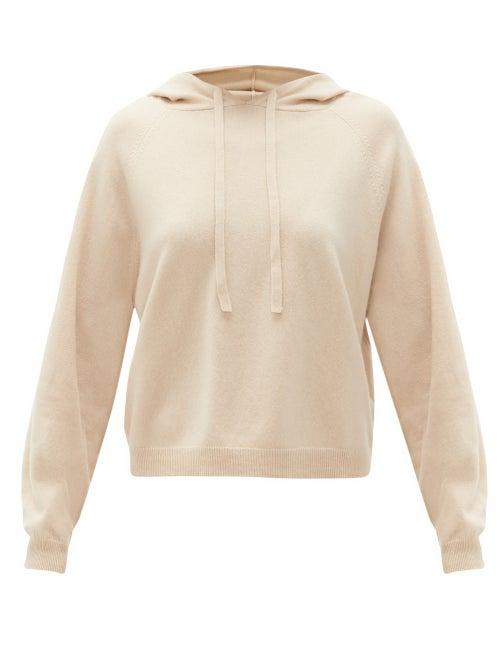Matchesfashion.com Allude - Drawstring Wool-blend Hooded Sweater - Womens - Beige