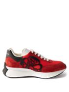 Alexander Mcqueen - Sprint Runner Canvas And Suede Trainers - Mens - Red