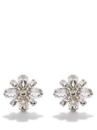 Alessandra Rich - Crystal-flower Clip Earrings - Womens - Silver
