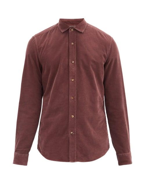 Matchesfashion.com Brunello Cucinelli - Cotton-corduroy Shirt - Mens - Burgundy