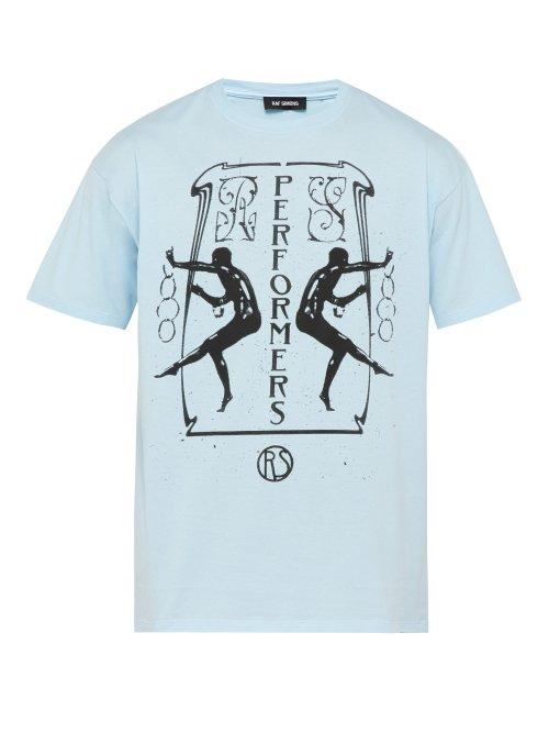 Matchesfashion.com Raf Simons - Performers Cotton Jersey T Shirt - Mens - Light Blue