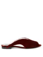 Matchesfashion.com Givenchy - Winged Peep Toe Velvet Slides - Womens - Dark Red