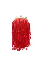 Matchesfashion.com Erdem - Crystal Bead Tassel Silk Bag - Womens - Red