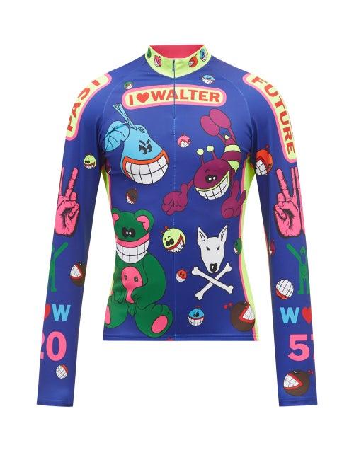 Walter Van Beirendonck - Cartoon Jersey Biking Top - Mens - Blue