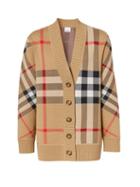 Matchesfashion.com Burberry - Caragh Oversized Checked Cardigan - Womens - Beige Multi