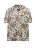 Matchesfashion.com Edward Crutchley - Bow And Floral-print Cuban-collar Silk Shirt - Mens - Green Multi