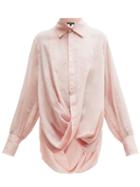 Matchesfashion.com Ann Demeulemeester - Tiriel Twisted Cotton Blend Voile Blouse - Womens - Light Pink