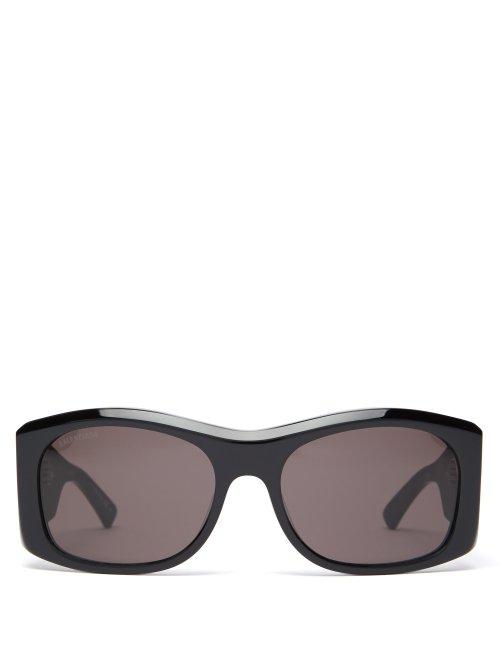 Matchesfashion.com Balenciaga - Oversized Round Frame Acetate Sunglasses - Womens - Black