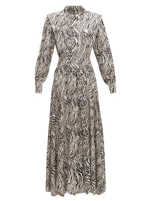 Matchesfashion.com Isabel Marant - Zakae Zebra-print Satin Dress - Womens - White Print