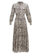 Matchesfashion.com Isabel Marant - Zakae Zebra-print Satin Dress - Womens - White Print