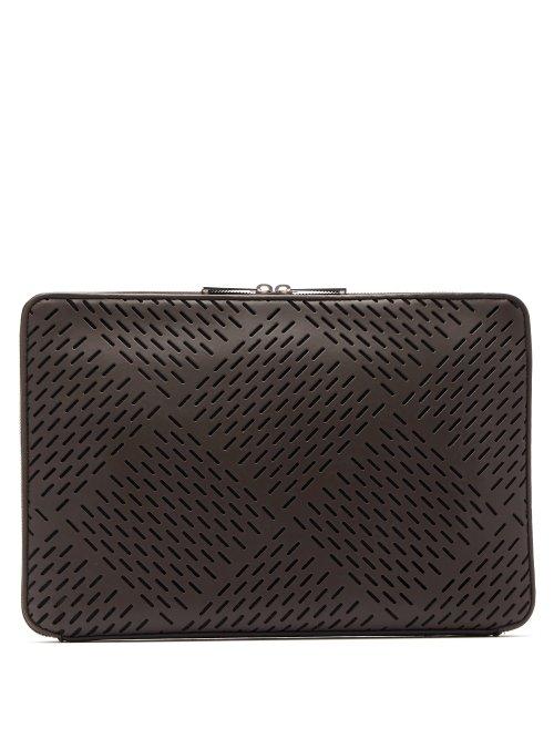 Matchesfashion.com Bottega Veneta - Laser Cut Leather Pouch - Mens - Brown