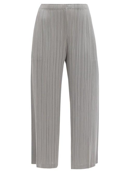 Matchesfashion.com Pleats Please Issey Miyake - Monthly Colours Technical-pleated Jersey Trousers - Womens - Mid Grey