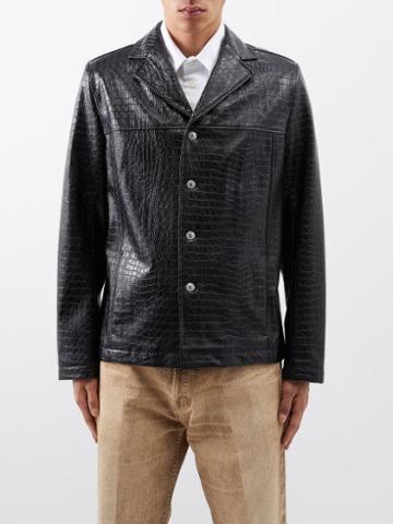 Sfr - Francis Croc-embossed Faux-leather Jacket - Mens - Black