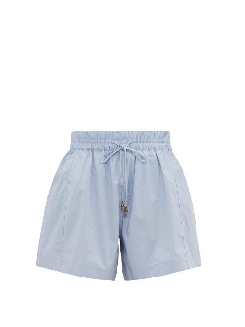 Matchesfashion.com Apiece Apart - Trail A Line Cotton Shorts - Womens - Light Blue