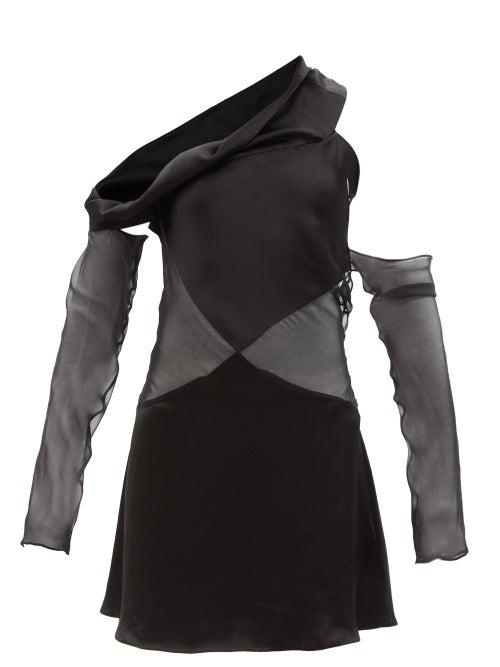 Maximilian - Nightfall Off-the-shoulder Satin Dress - Womens - Black