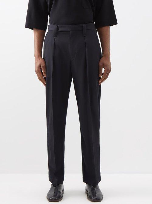 Lemaire - Pleated Wool-gabardine Trousers - Mens - Black