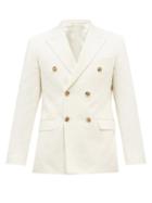 Mens Rtw Nanushka - Gael Double-breasted Slubbed-cotton Suit Jacket - Mens - Cream