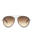 Bottega Veneta Leather And Metal Aviator-style Sunglasses