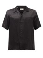 Saint Laurent - Logo-jacquard Silk-satin Shirt - Mens - Black