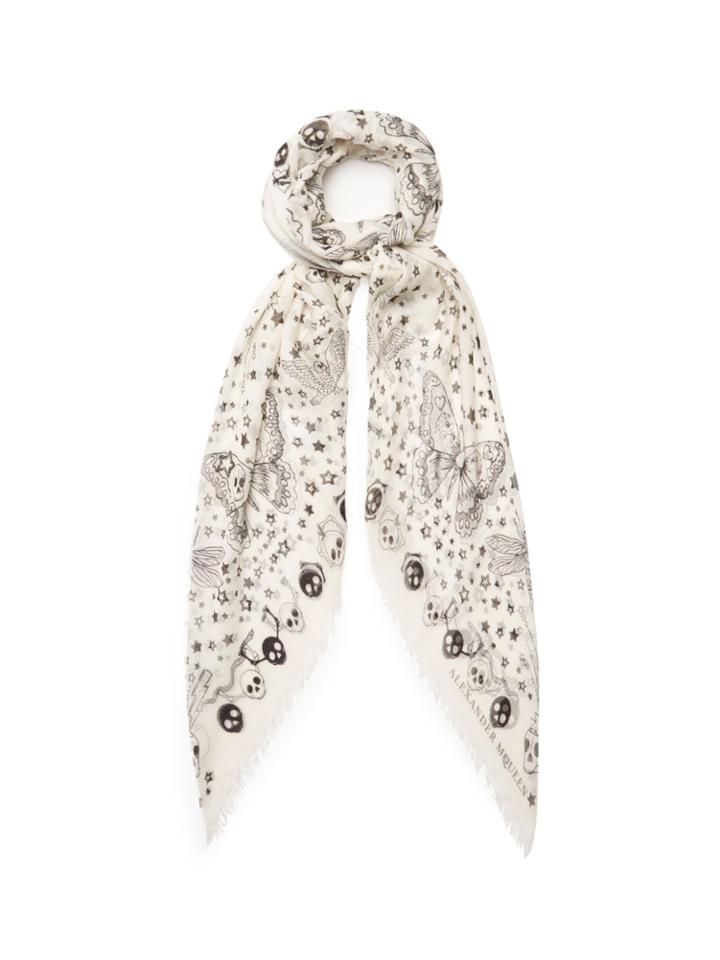Alexander Mcqueen Party Skull-print Silk-blend Scarf