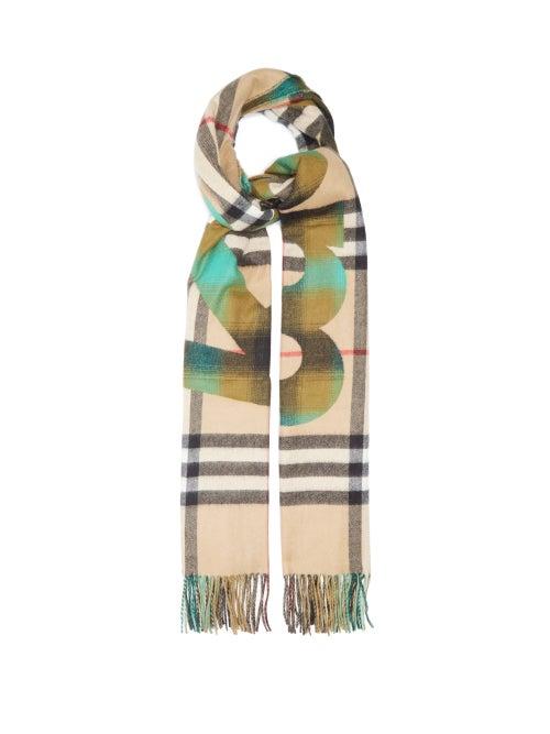 Burberry - Kingdom-jacquard Check Cashmere Scarf - Womens - Beige Multi