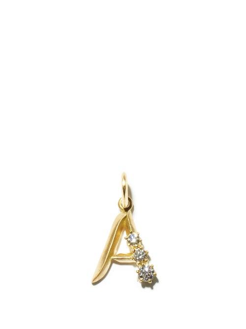 Matchesfashion.com Jade Trau - Diamond & 18kt Gold Initial Charm (a-m) - Womens - Yellow Gold