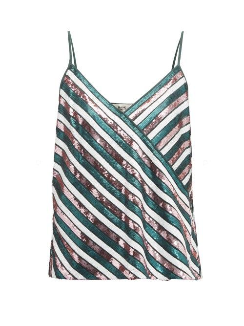 Matchesfashion.com Diane Von Furstenberg - Agnes Sequin Striped Silk Top - Womens - Green Multi