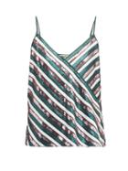 Matchesfashion.com Diane Von Furstenberg - Agnes Sequin Striped Silk Top - Womens - Green Multi