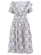 Horror Vacui - Philippine Versailles-print Cotton-poplin Dress - Womens - Navy White
