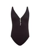 Matchesfashion.com Leslie Amon - Rita Crystal Button Swimsuit - Womens - Black