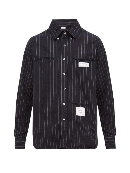 Matchesfashion.com Thom Browne - Inside Out Striped Cotton Shirt - Mens - Navy