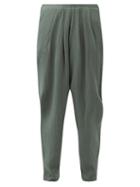 Albus Lumen - Pleated Cotton-muslin Trousers - Mens - Light Green