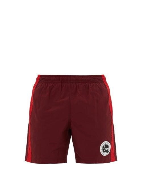 Matchesfashion.com Alexander Mcqueen - Skull Logo Swim Shorts - Mens - Burgundy