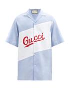 Matchesfashion.com Gucci - Logo-embroidered Cotton-poplin Shirt - Mens - Blue White