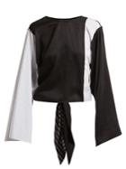 Mm6 Maison Margiela Contrast-panel Striped Cotton Top