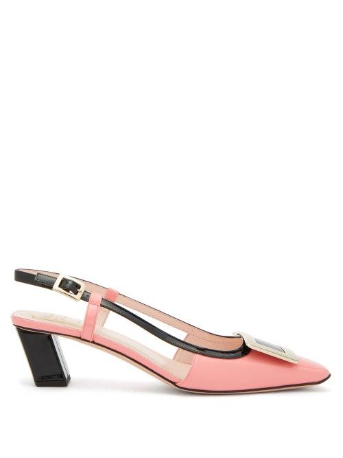 Matchesfashion.com Roger Vivier - Belle Vivier Patent-leather Slingback Pumps - Womens - Pink