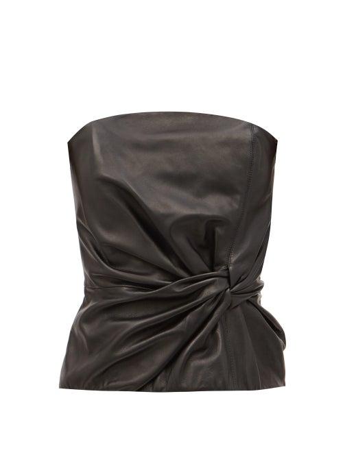 Matchesfashion.com 16 Arlington - Himawari Strapless Leather Top - Womens - Black