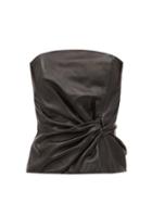 Matchesfashion.com 16 Arlington - Himawari Strapless Leather Top - Womens - Black