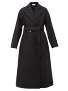 Matchesfashion.com Redvalentino - Belted Double Breasted Wool Blend Coat - Womens - Black