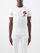 Dolce & Gabbana - Floral-embroidery Cotton-jersey T-shirt - Mens - White