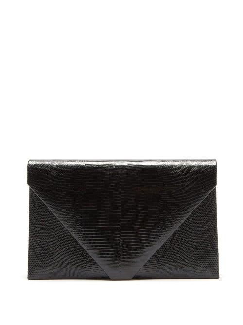 Matchesfashion.com Hunting Season - The Envelope Lizard Clutch - Womens - Black