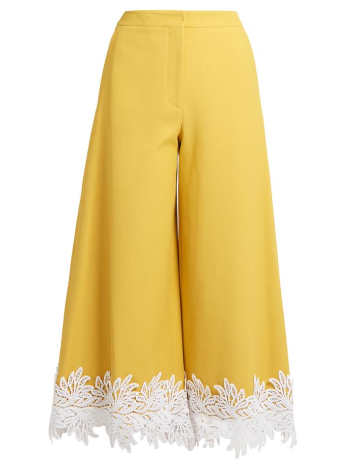 Sara Battaglia Macram Lace-trimmed Twill Culottes