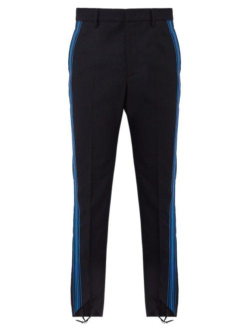 Matchesfashion.com Stella Mccartney - Striped Mid Rise Wool Stirrup Trousers - Mens - Dark Blue